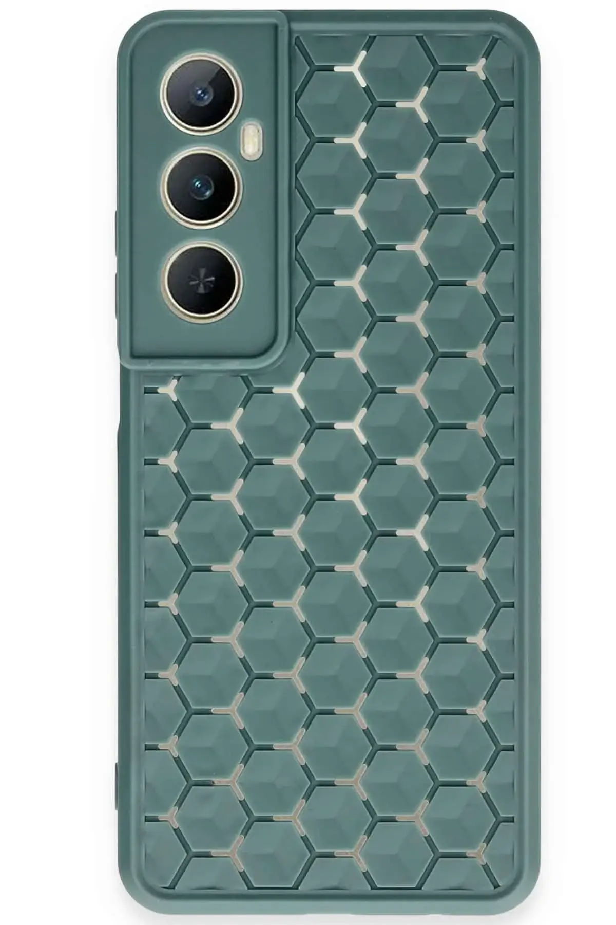 Newface Realme C65 Kılıf Petek Silikon Kapak - Koyu Yeşil