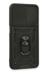 Newface Oppo A16 Kılıf Pars Lens Yüzüklü Silikon - Siyah