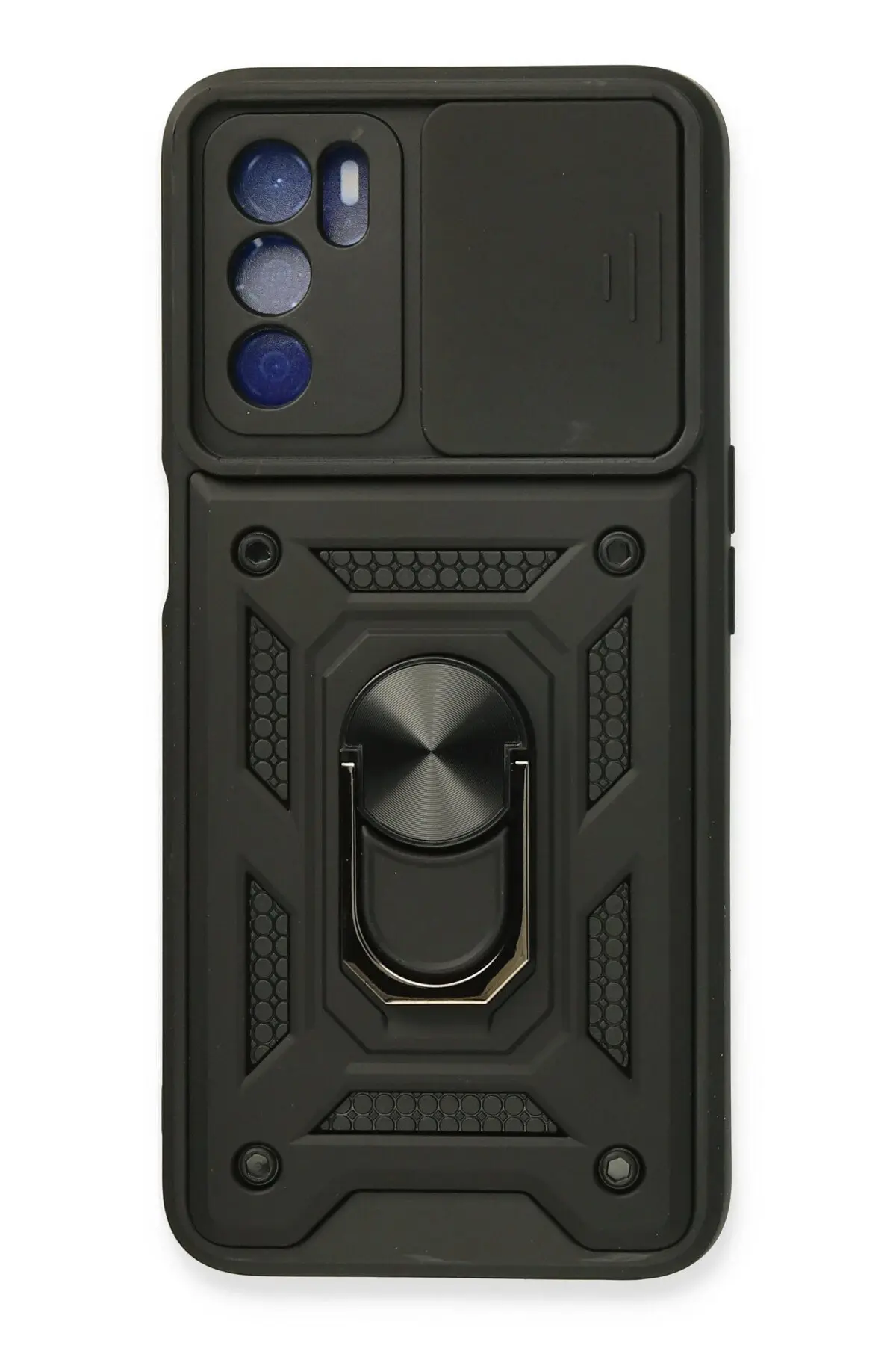 Newface Oppo A16 Kılıf Pars Lens Yüzüklü Silikon - Siyah