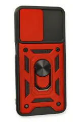 Newface Oppo A16 Kılıf Pars Lens Yüzüklü Silikon - Kırmızı