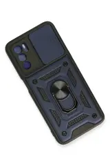 Newface Oppo A16 Kılıf Pars Lens Yüzüklü Silikon - Lacivert