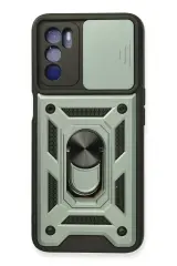 Newface Oppo A16 Kılıf Pars Lens Yüzüklü Silikon - Yeşil