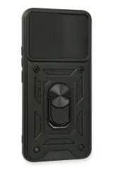 Newface Realme 8 Kılıf Pars Lens Yüzüklü Silikon - Siyah