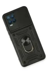 Newface Realme 8 Kılıf Pars Lens Yüzüklü Silikon - Siyah