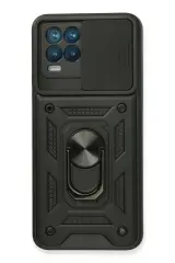 Newface Realme 8 Kılıf Pars Lens Yüzüklü Silikon - Siyah