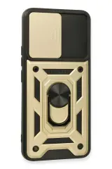 Newface Realme 8 Kılıf Pars Lens Yüzüklü Silikon - Gold