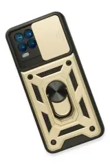 Newface Realme 8 Kılıf Pars Lens Yüzüklü Silikon - Gold