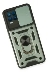 Newface Realme 8 Kılıf Pars Lens Yüzüklü Silikon - Yeşil