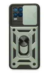 Newface Realme 8 Kılıf Pars Lens Yüzüklü Silikon - Yeşil