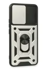 Newface Realme 8 Kılıf Pars Lens Yüzüklü Silikon - Gümüş