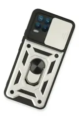 Newface Realme 8 Kılıf Pars Lens Yüzüklü Silikon - Gümüş