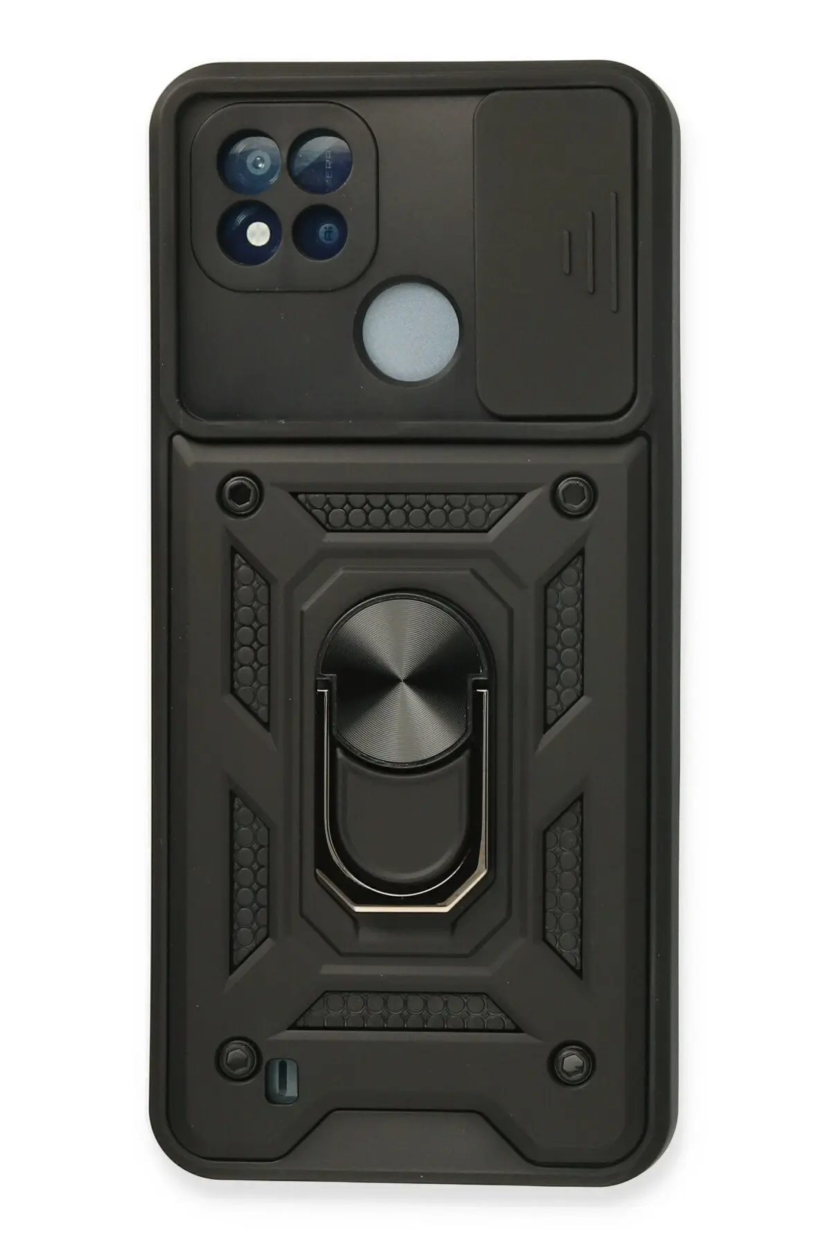 Newface Realme C11 2021 Kılıf Pars Lens Yüzüklü Silikon - Siyah