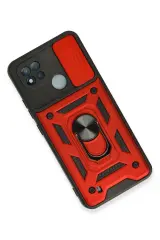 Newface Realme C11 2021 Kılıf Pars Lens Yüzüklü Silikon - Kırmızı