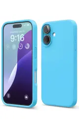 Newface iPhone 16 Kılıf Nano içi Kadife Silikon - Mavi