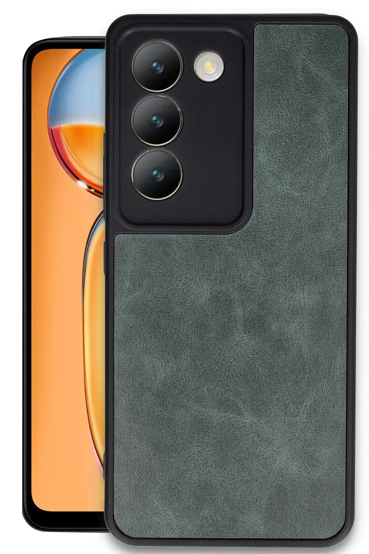 Newface Vivo V30 Lite 4G Kılıf Aras Deri Kapak - Koyu Yeşil