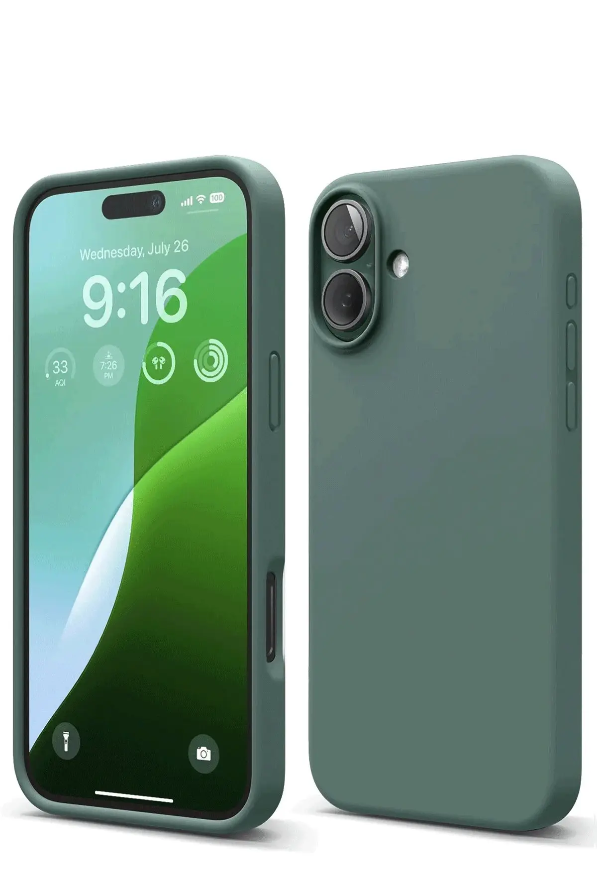 Newface iPhone 16 Kılıf Nano içi Kadife Silikon - Koyu Yeşil