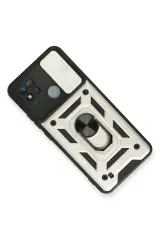 Newface Realme C11 2021 Kılıf Pars Lens Yüzüklü Silikon - Gümüş