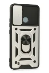 Newface Realme C11 2021 Kılıf Pars Lens Yüzüklü Silikon - Gümüş