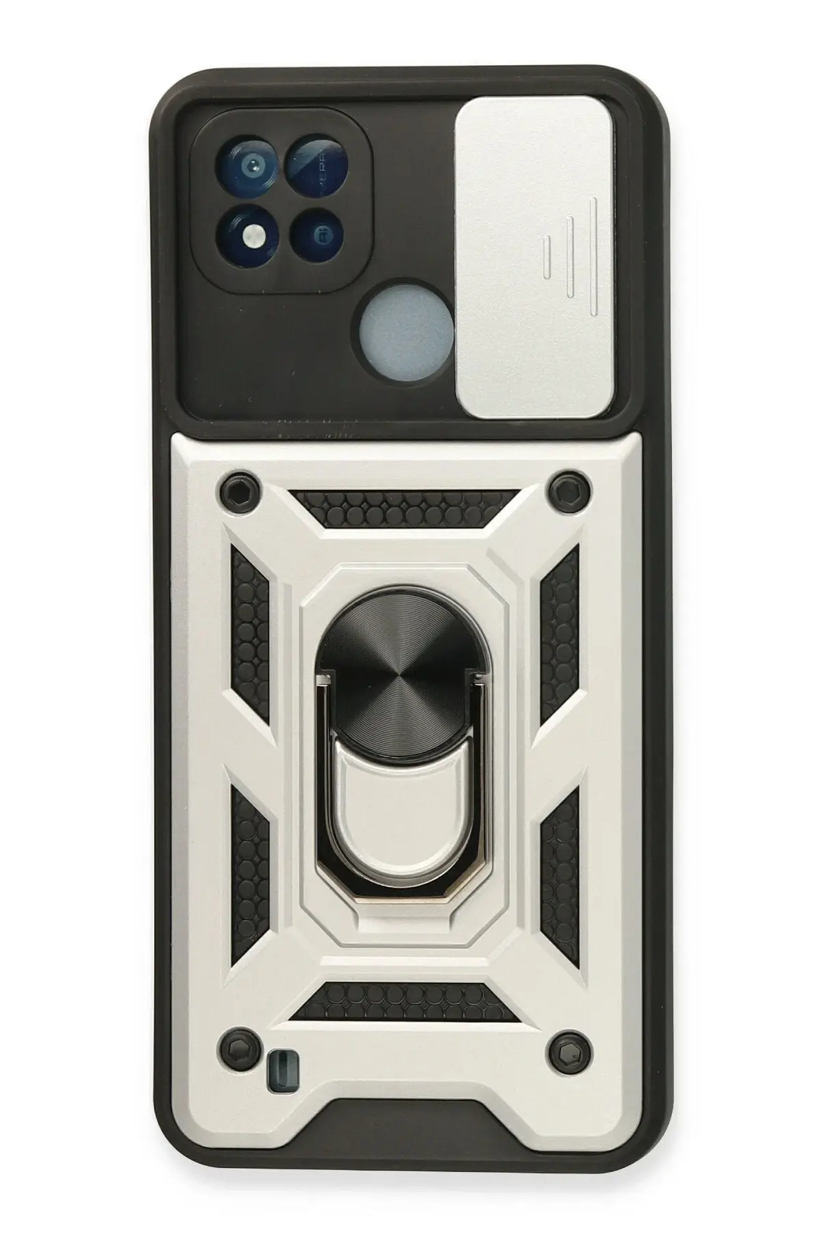 Newface Realme C11 2021 Kılıf Pars Lens Yüzüklü Silikon - Gümüş