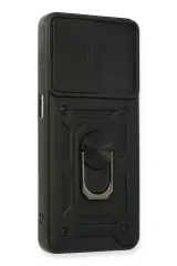 Newface Samsung Galaxy A22 Kılıf Pars Lens Yüzüklü Silikon - Siyah