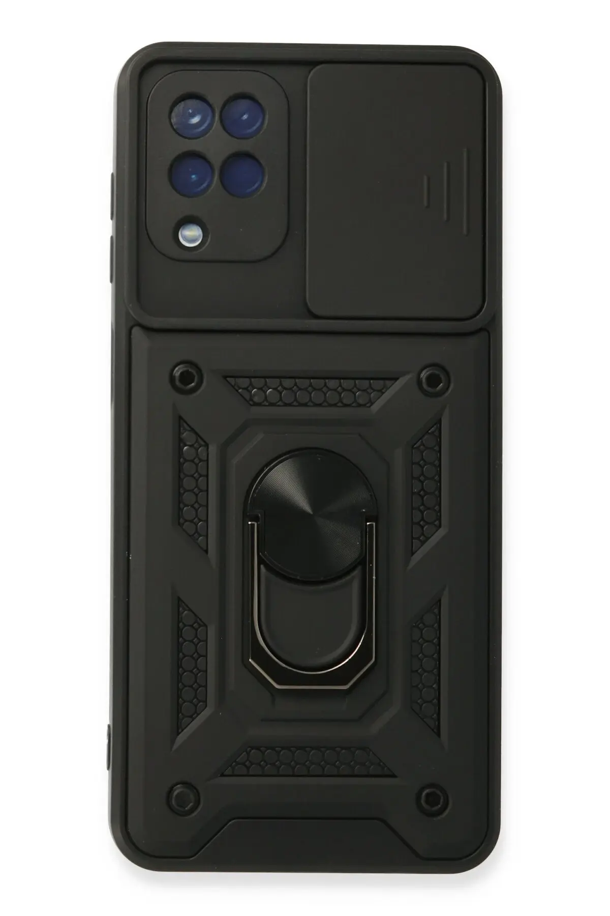 Newface Samsung Galaxy A22 Kılıf Pars Lens Yüzüklü Silikon - Siyah