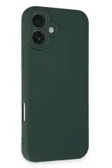 Newface iPhone 16 Plus Kılıf Nano içi Kadife Silikon - Koyu Yeşil