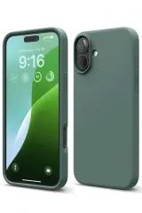 Newface iPhone 16 Plus Kılıf Nano içi Kadife Silikon - Koyu Yeşil
