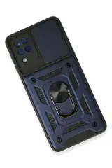 Newface Samsung Galaxy A22 Kılıf Pars Lens Yüzüklü Silikon - Lacivert