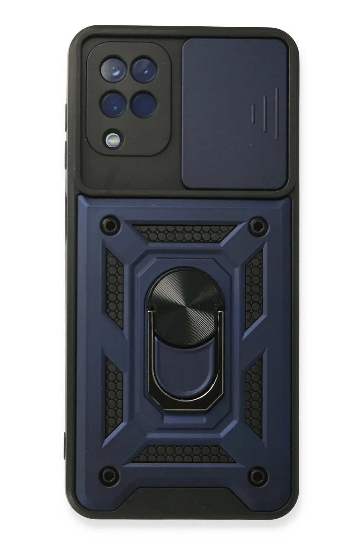 Newface Samsung Galaxy A22 Kılıf Pars Lens Yüzüklü Silikon - Lacivert