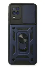 Newface Samsung Galaxy A22 Kılıf Pars Lens Yüzüklü Silikon - Lacivert
