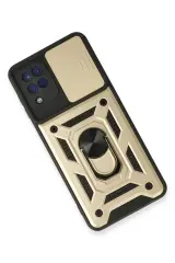 Newface Samsung Galaxy A22 Kılıf Pars Lens Yüzüklü Silikon - Gold