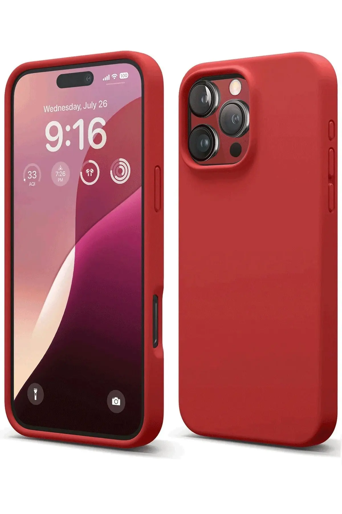 Newface iPhone 16 Pro Max Kılıf Nano içi Kadife Silikon - Kırmızı