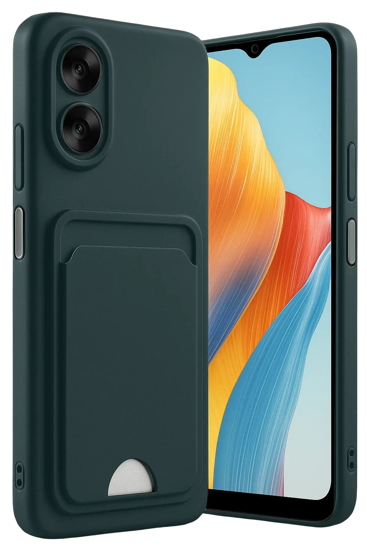 Newface Oppo A38 Kılıf Kelvin Kartvizitli Silikon - Koyu Yeşil