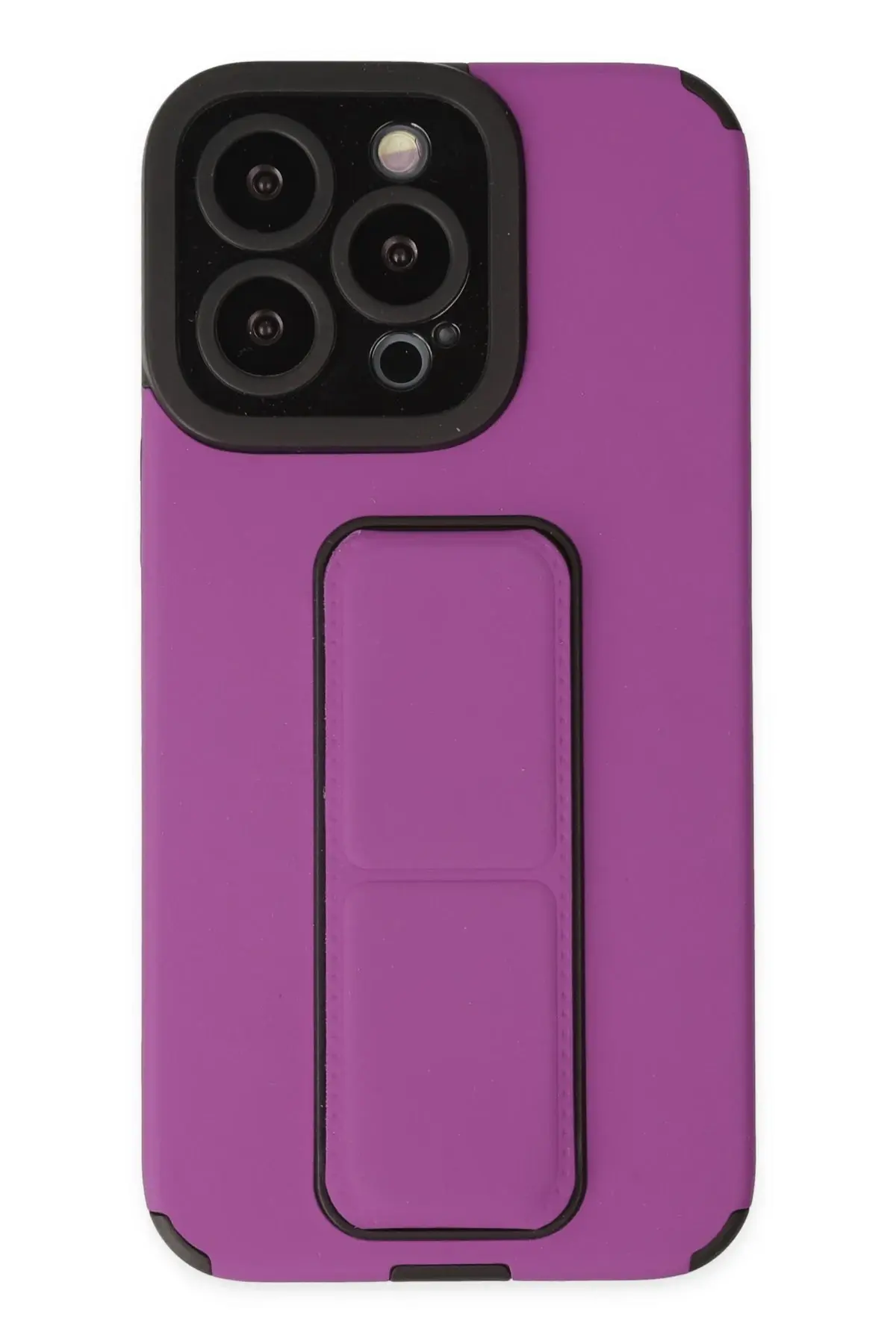 Newface iPhone 13 Pro Kılıf Mega Standlı Silikon - Mor