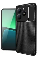 Newface Realme C61 Kılıf Auto Focus Karbon Kapak - Siyah