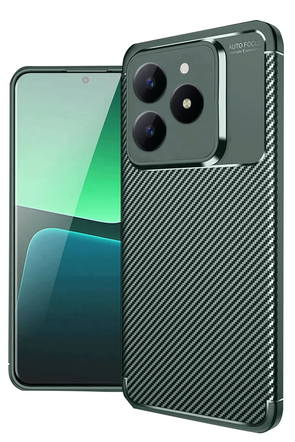 Newface Realme C61 Kılıf Auto Focus Karbon Kapak - Koyu Yeşil