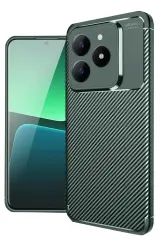 Newface Realme C61 Kılıf Auto Focus Karbon Kapak - Koyu Yeşil