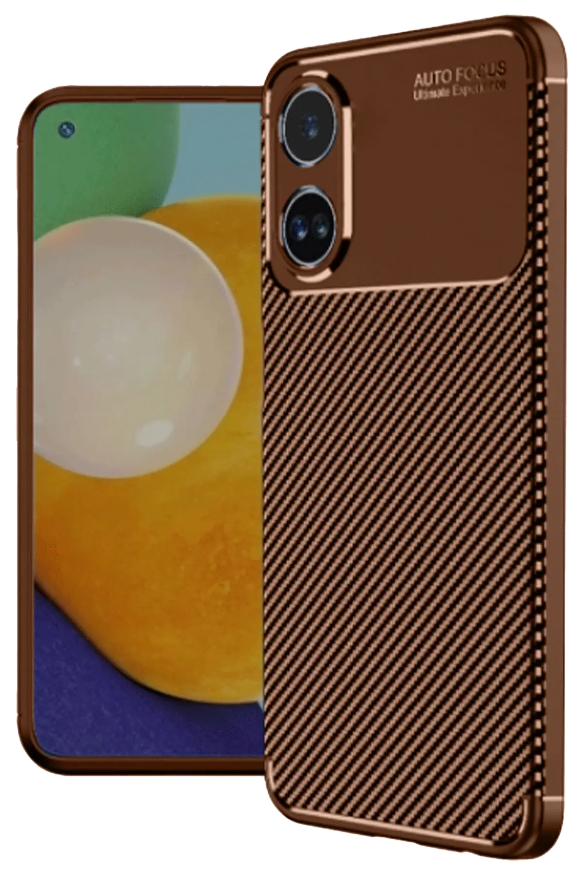 Newface Oppo A60 Kılıf Auto Focus Karbon Kapak - Kahverengi