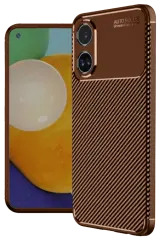 Newface Oppo A60 Kılıf Auto Focus Karbon Kapak - Kahverengi