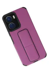Newface Vivo Y16 Kılıf Mega Standlı Silikon - Mor