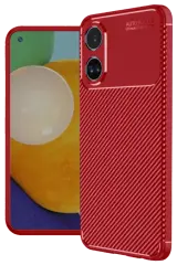 Newface Oppo A38 Kılıf Auto Focus Karbon Kapak - Kırmızı