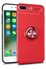 Newface iPhone 7 Plus Kılıf Range Yüzüklü Silikon - Kırmızı