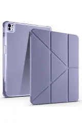 Newface iPad Pro 13 (2024) Kılıf Kalemlikli Mars Tablet Kılıfı - Lavender