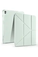 Newface iPad Pro 13 (2024) Kılıf Kalemlikli Mars Tablet Kılıfı - Açık Yeşil