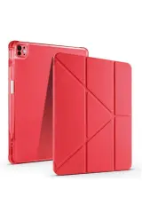 Newface iPad Pro 13 (2024) Kılıf Kalemlikli Mars Tablet Kılıfı - Kırmızı