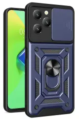 Newface İnfinix Hot 40 Pro Kılıf Pars Lens Yüzüklü Silikon - Lacivert