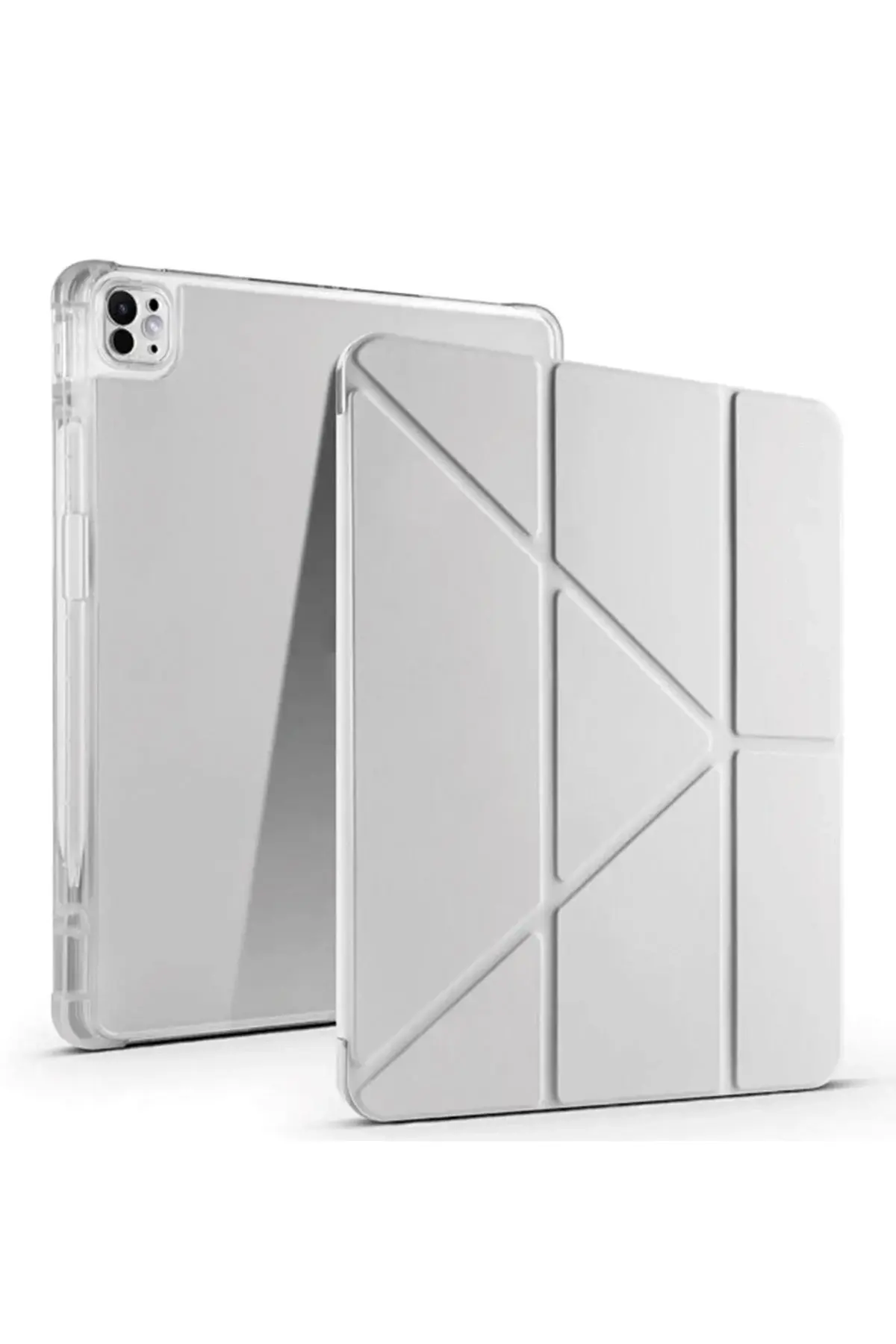 Newface iPad Pro 13 (2024) Kılıf Kalemlikli Mars Tablet Kılıfı - Gri