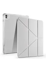 Newface iPad Pro 13 (2024) Kılıf Kalemlikli Mars Tablet Kılıfı - Gri