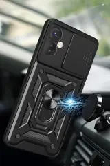 Newface İnfinix Hot 30 4G Kılıf Pars Lens Yüzüklü Silikon - Kırmızı