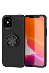 Newface iPhone 12 Mini Kılıf Range Yüzüklü Silikon - Siyah